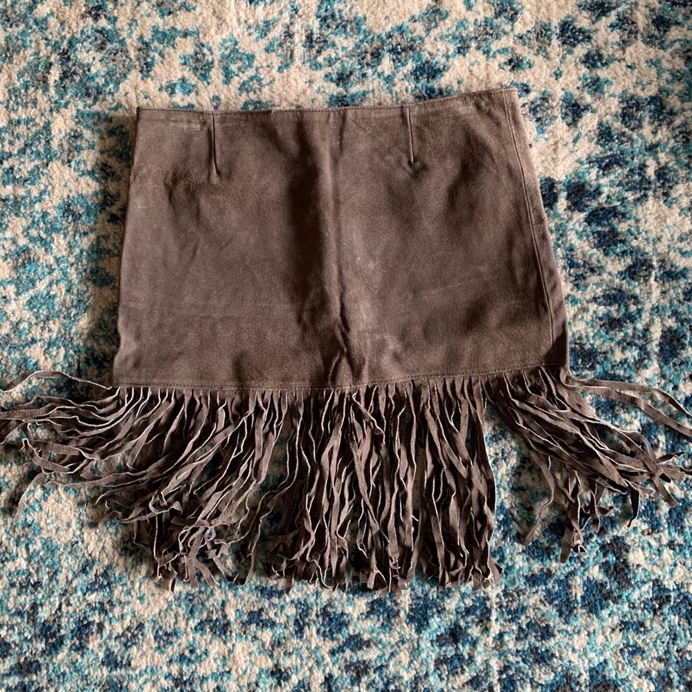 Vintage Fringe Suede Skirt